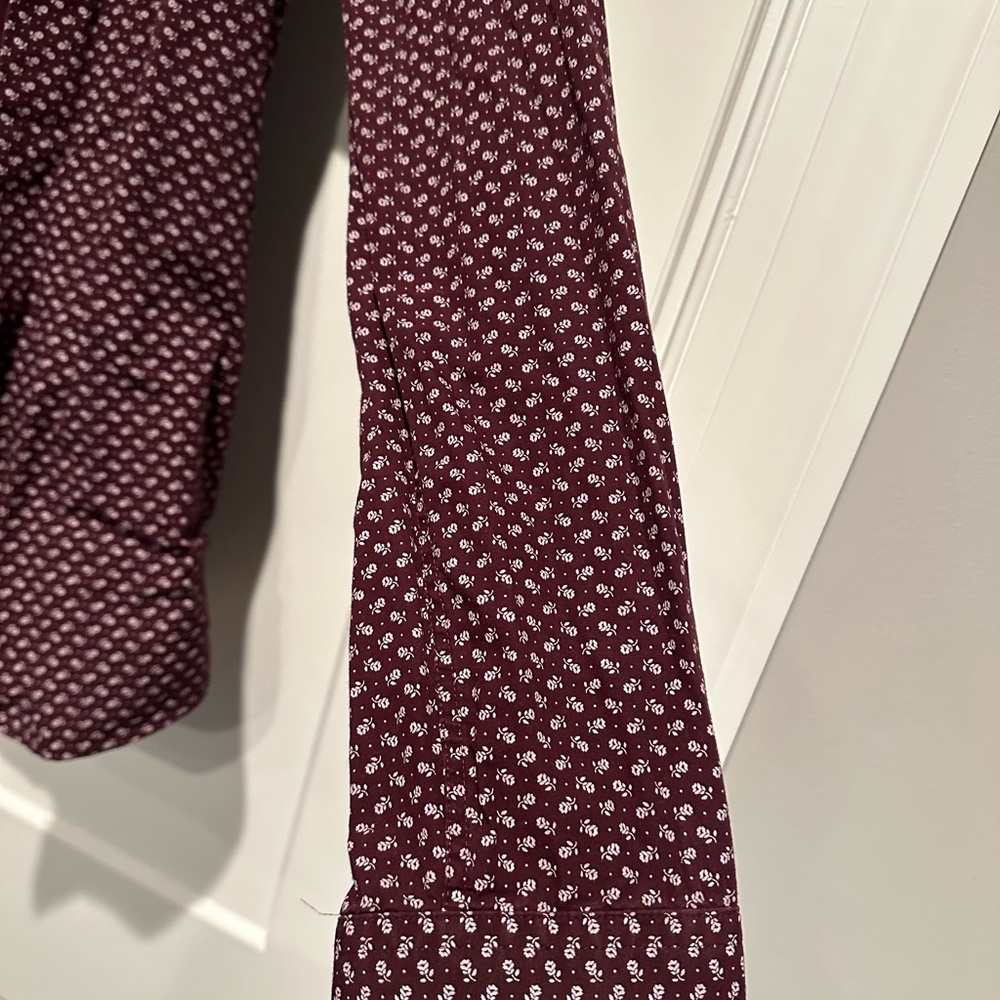 Express Burgundy Patterned Button-Up Shirt - Picture 2 of 5
